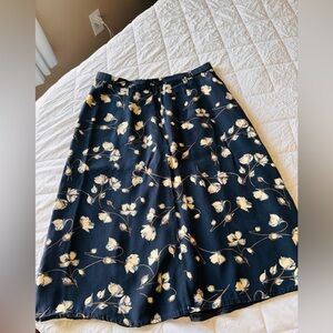 Talbots Navy Floral A-Line Skirt